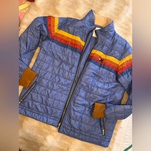 Aviator Nation Blue Jacket with Rainbow Stripes